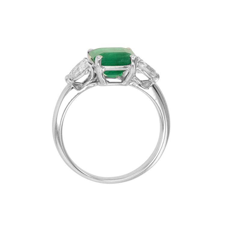 Bague or gris émeraude et diamant(s) 