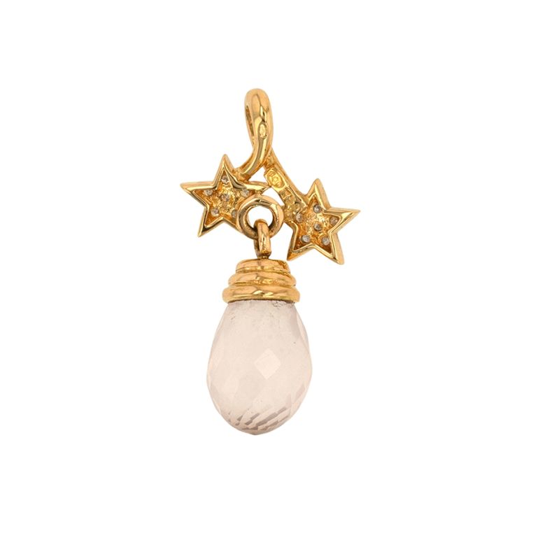 Pendentif 2 ors diamant,P.fine quartz