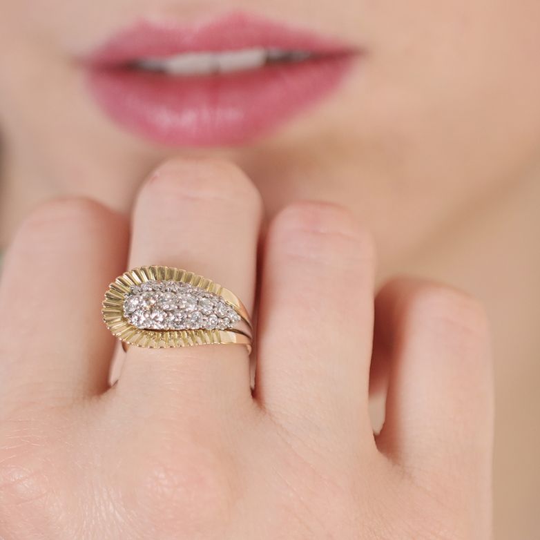Bague 2 ors diamant (s) Vintage 