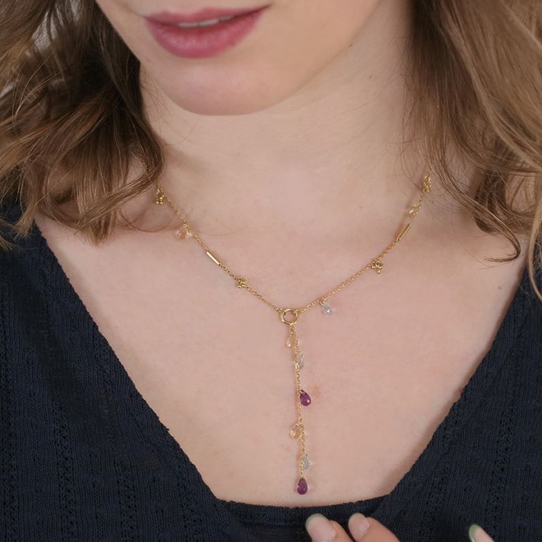 collier or jaune Pierres fines 