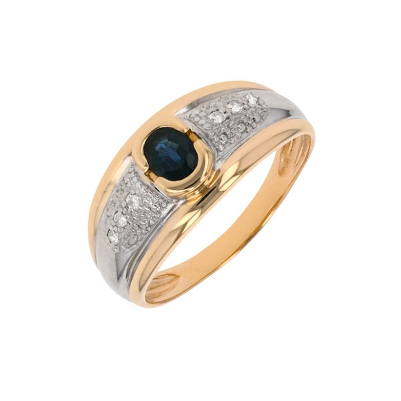 Bague or jaune saphir et diamant(s) Vintage