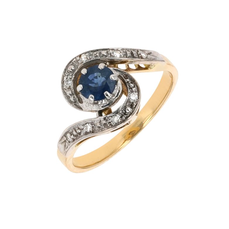 Bague 2 ors saphir et diamant(s) Vintage