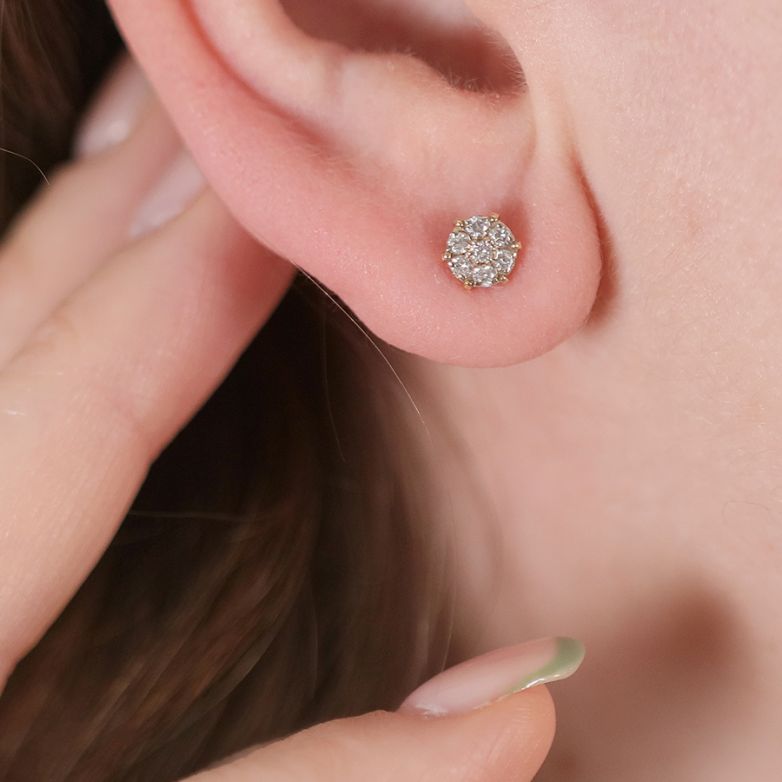 Boucles d'oreilles or jaune diamant (s) 