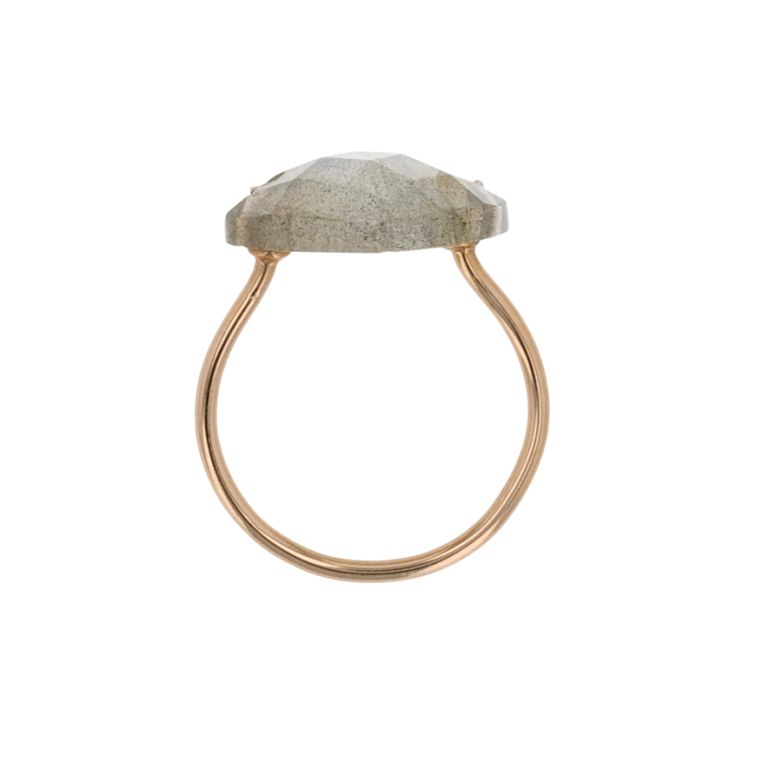 Bague or jaune diamant,P.fine labradorite