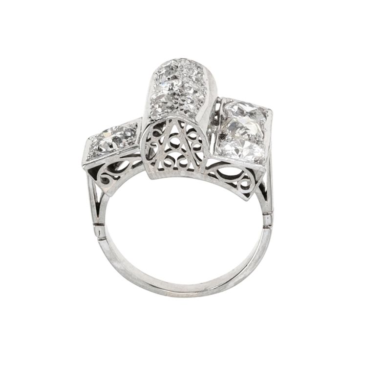 Bague or gris diamant(s) t. ancienne Vintage 