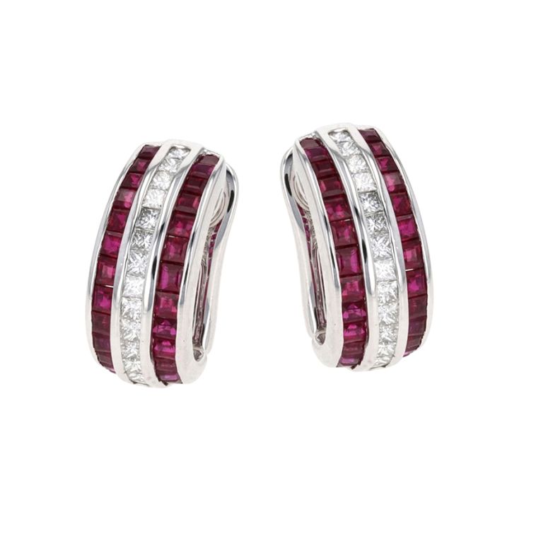Boucles d'oreilles or gris rubis et diamant(s)