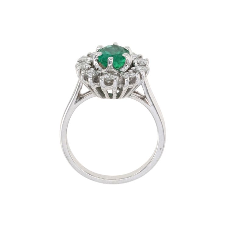 Bague or gris émeraude et diamant(s) 