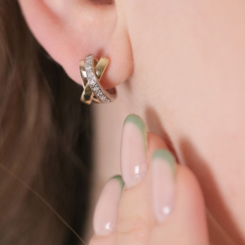 Boucles d'oreilles or bicolore diamant (s) 