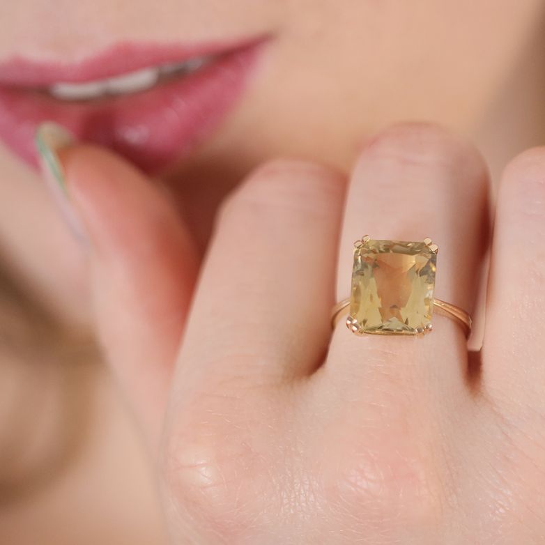 Bague or jaune Citrines Vintage 