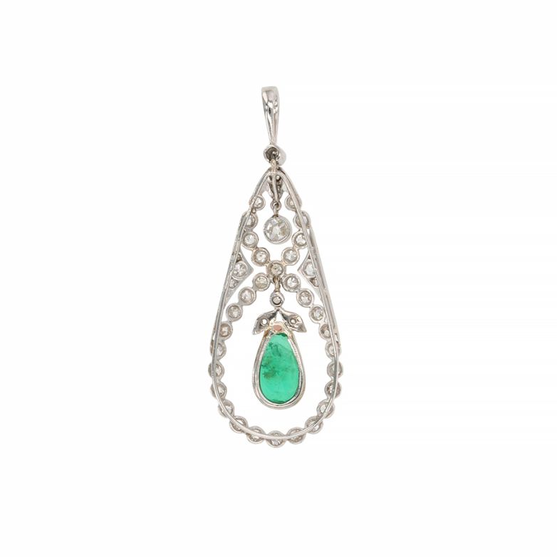 Pendentif or gris émeraude et diamant(s) 