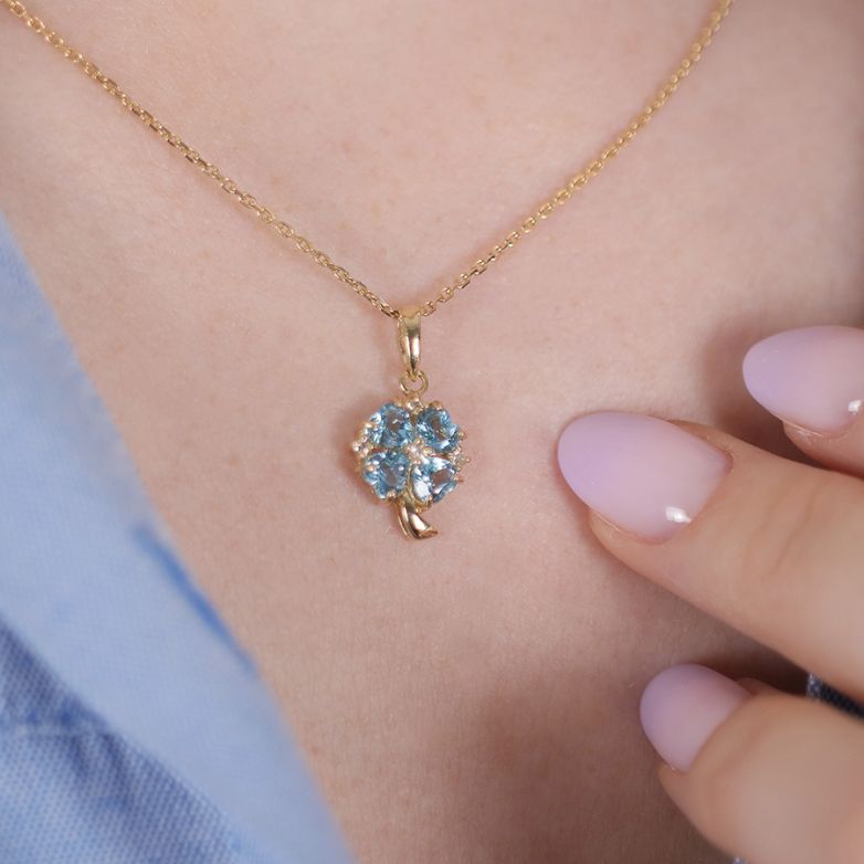 Pendentif or jaune diamant,P.fine topaze