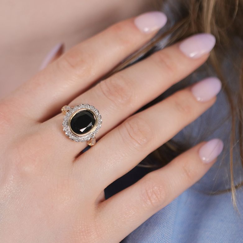 Bague or jaune saphir et diamant(s) 