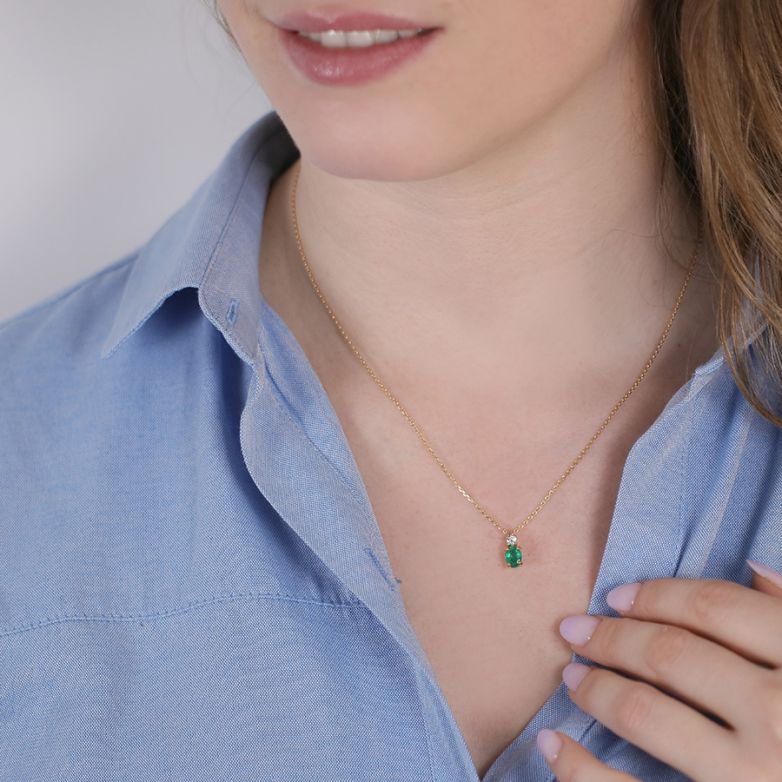 collier or jaune émeraude et diamant(s) 