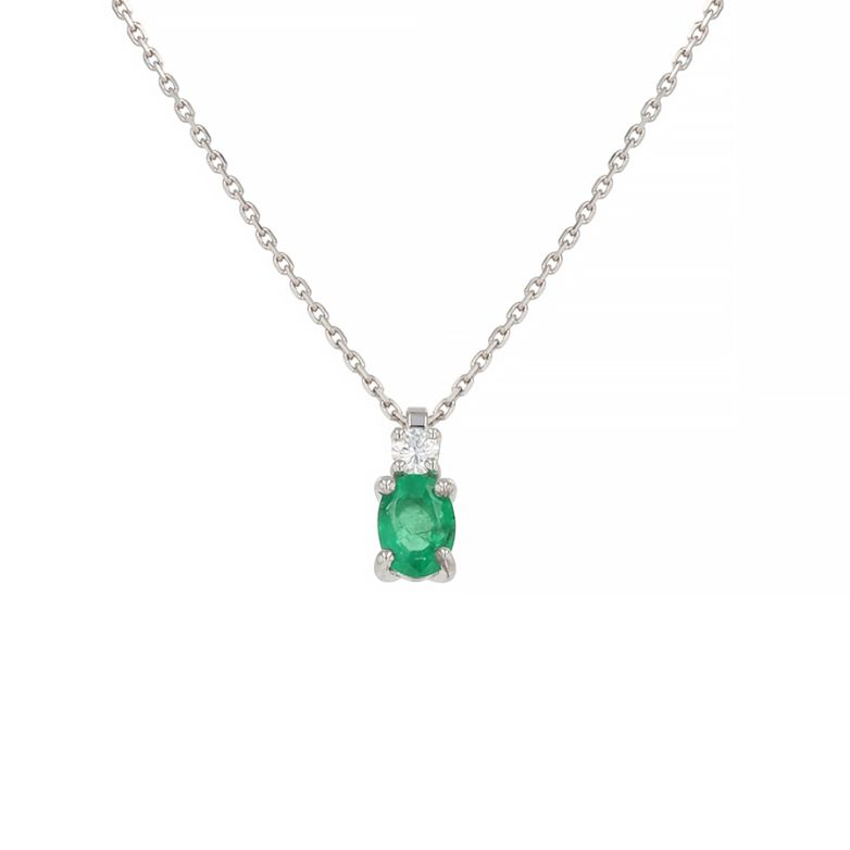 collier or gris émeraude et diamant(s)
