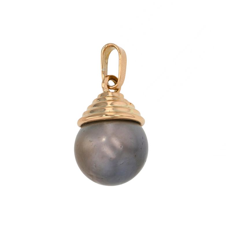 Pendentif or jaune Perle de Tahiti