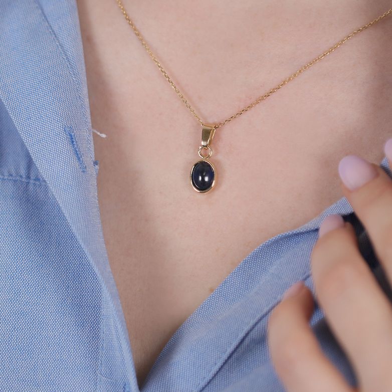 Pendentif or jaune Saphir Vintage 