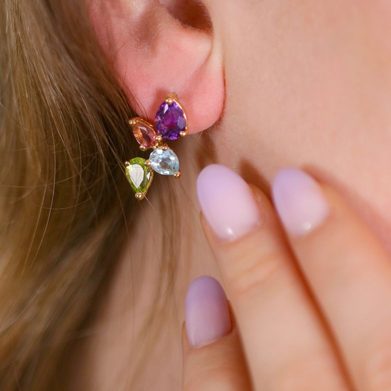 Boucles d'oreilles or jaune Pierres fines 