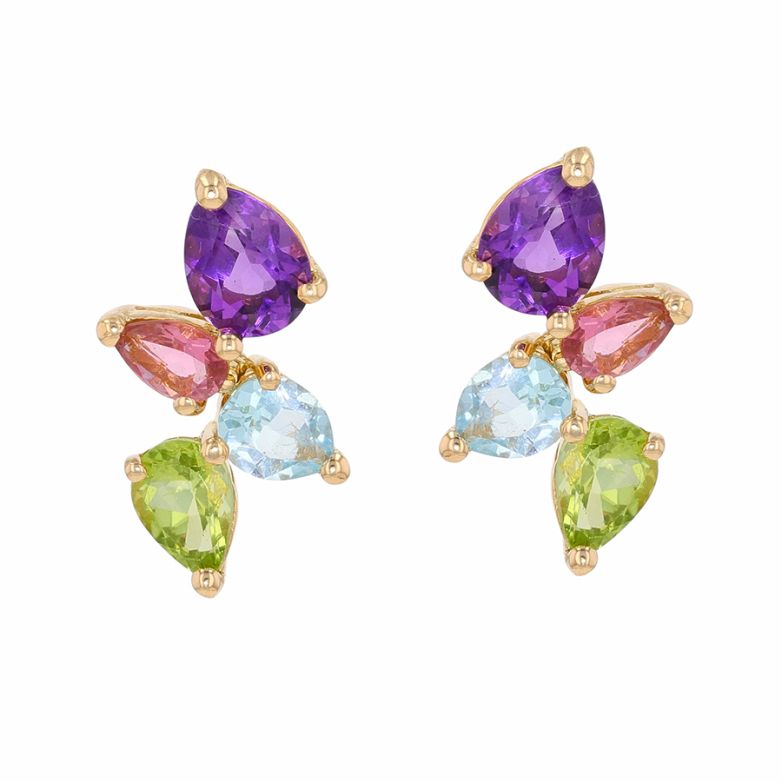 Boucles d'oreilles or jaune Pierres fines