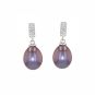 Boucles d'oreilles or gris diamant et perle 