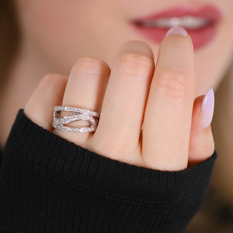 Bague or gris diamant 