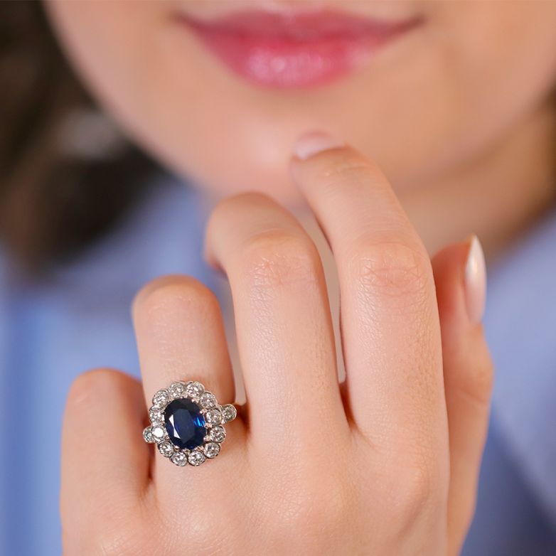 Bague 2 ors saphir et diamant(s) Vintage 
