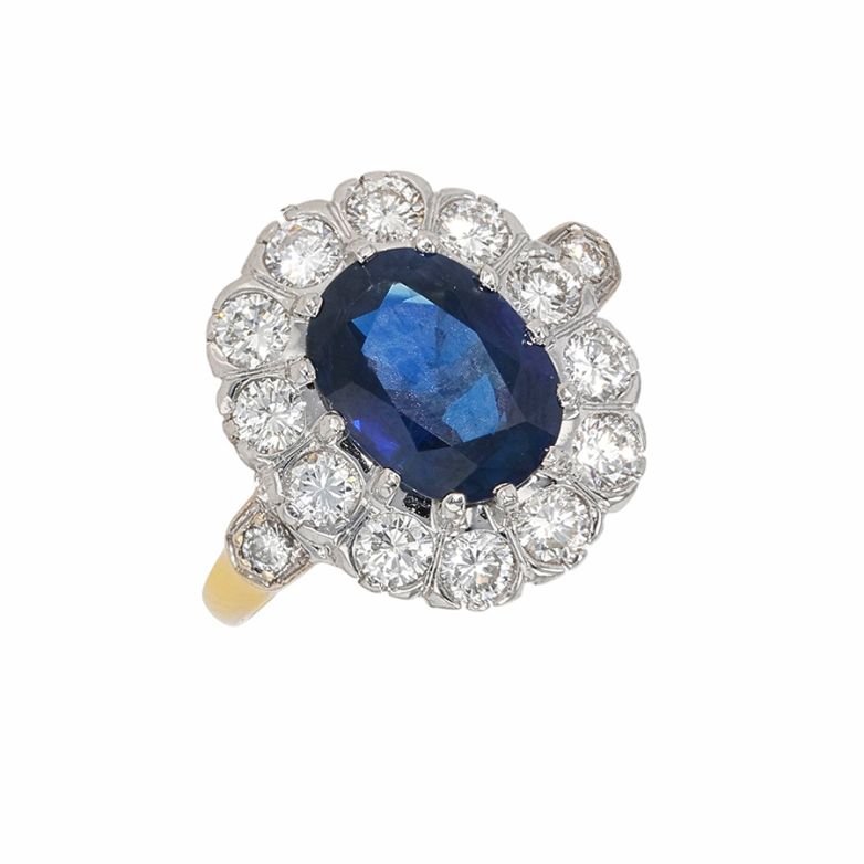 Bague 2 ors saphir et diamant(s) Vintage