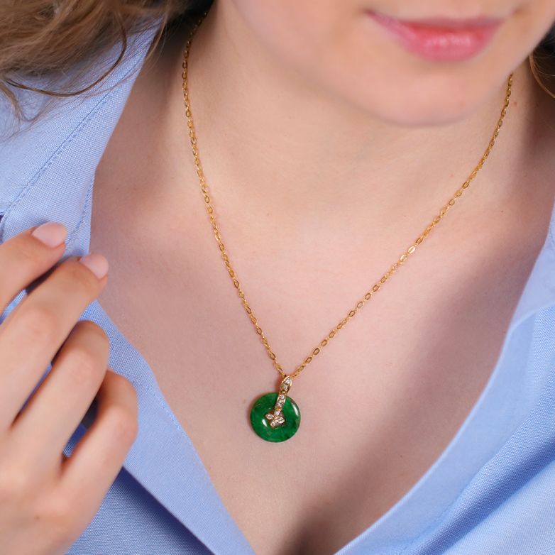 collier or jaune diamant,P.fine jade
