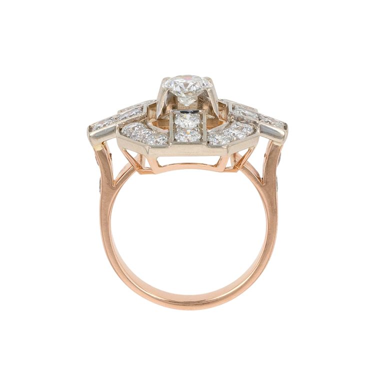 Bague 2 ors diamant(s) t. ancienne Vintage 