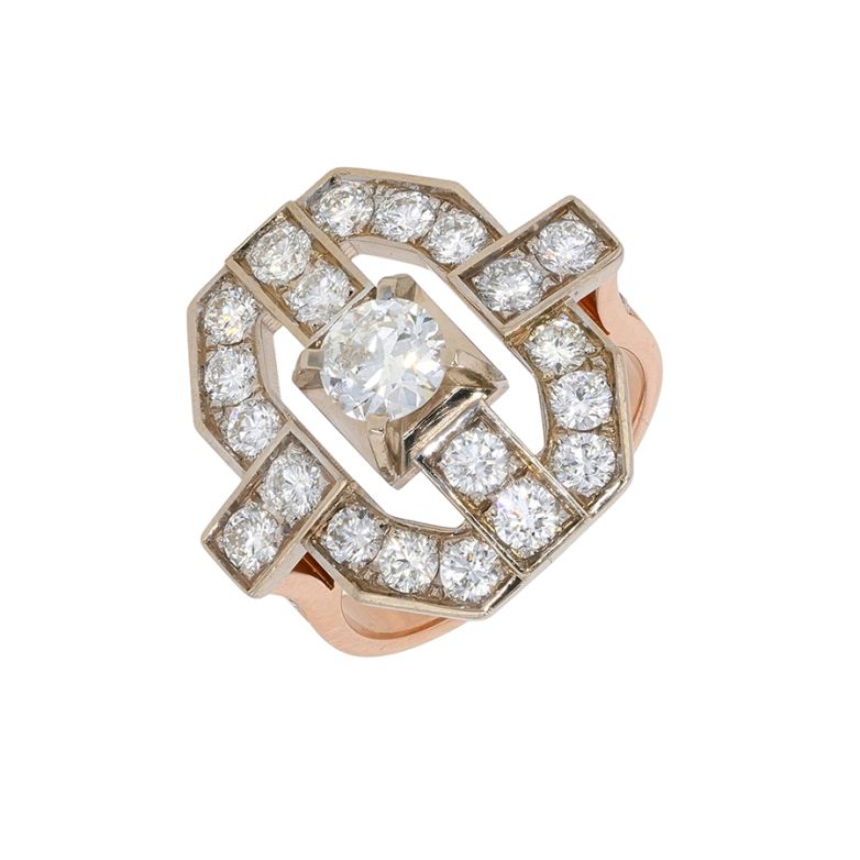 Bague 2 ors diamant(s) t. ancienne Vintage