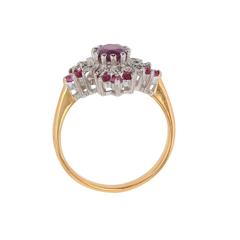 Bague or bicolore rubis et diamant(s) 