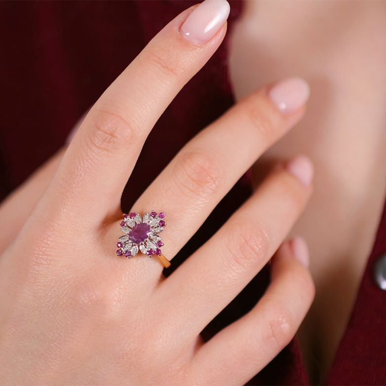 Bague or bicolore rubis et diamant(s) 