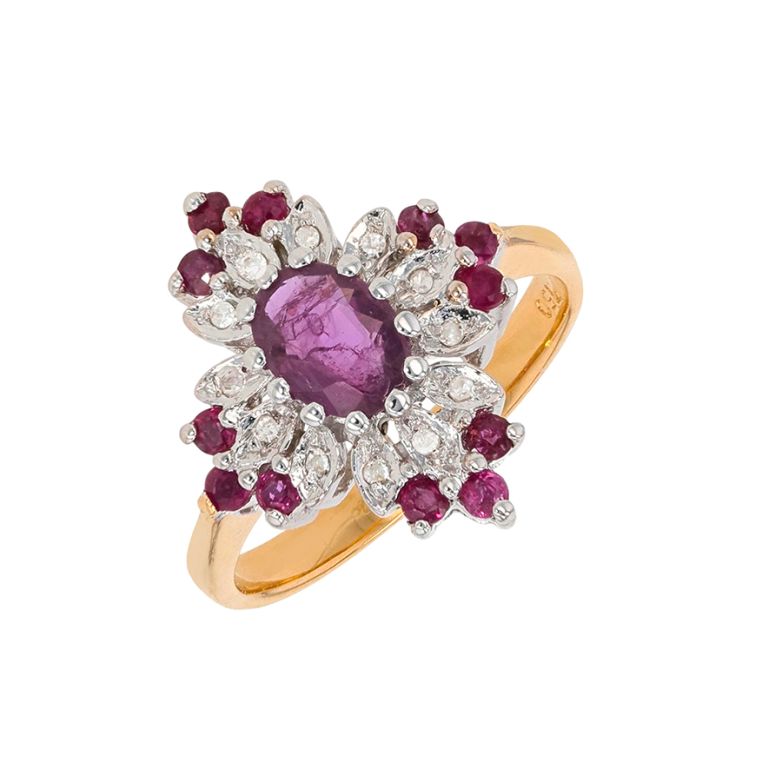 Bague or bicolore rubis et diamant(s)