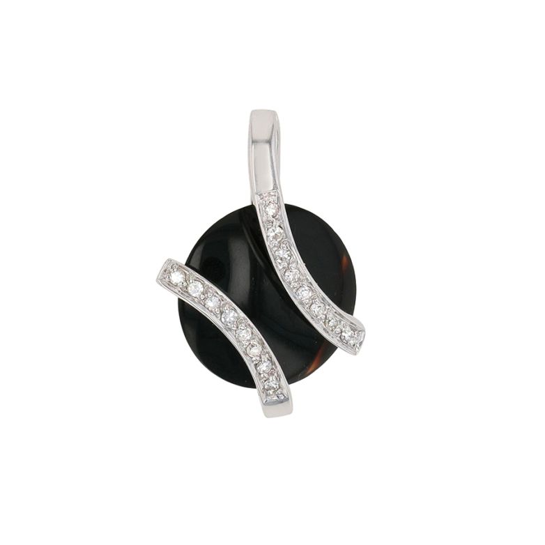 Pendentif or gris diamant,P.fine onyx
