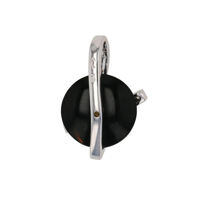 Pendentif or gris diamant,P.fine onyx