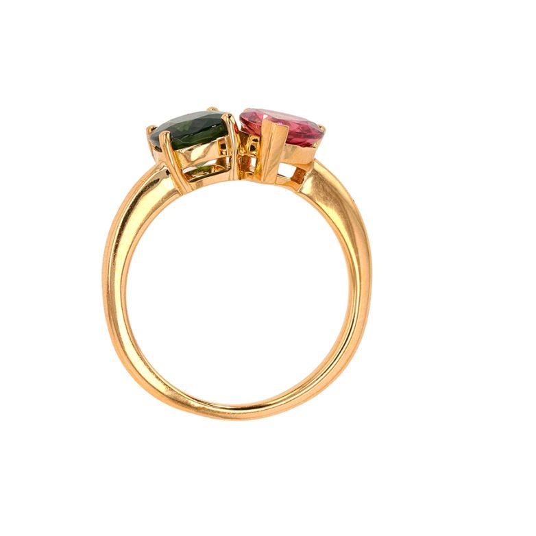 Bague or jaune Saphir et tourmaline