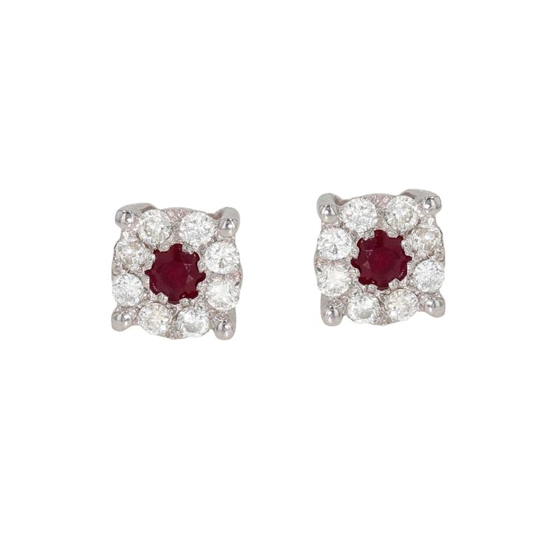 Boucles d'oreilles or gris rubis et diamant(s)