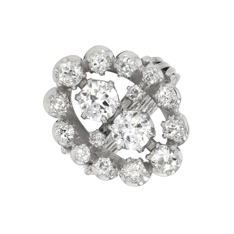 Bague or gris diamant(s) t. ancienne Vintage
