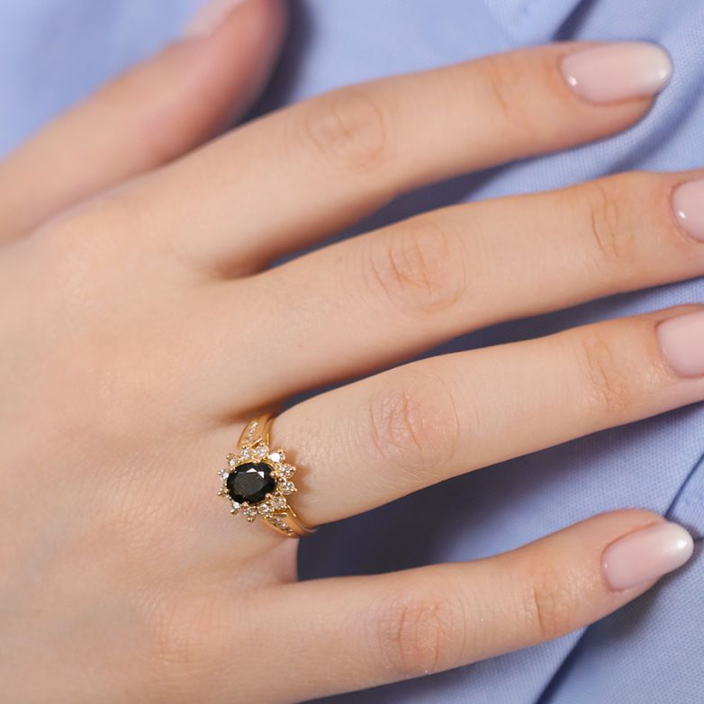 Bague or jaune saphir et diamant(s) 