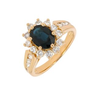 Bague or jaune saphir et diamant(s)