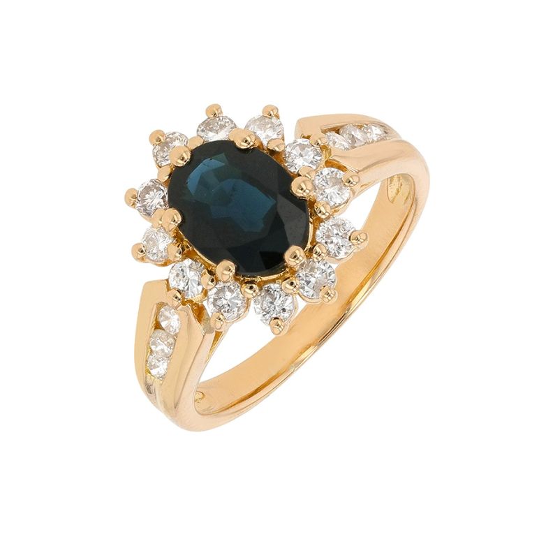 Bague or jaune saphir et diamant(s)