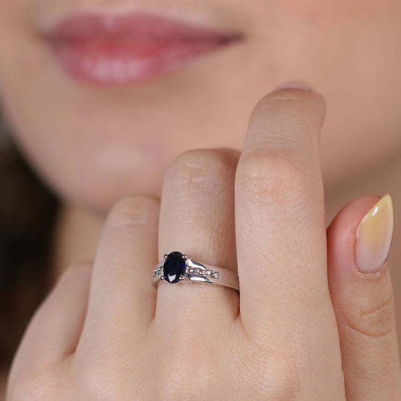 Bague or gris saphir et diamant(s) 