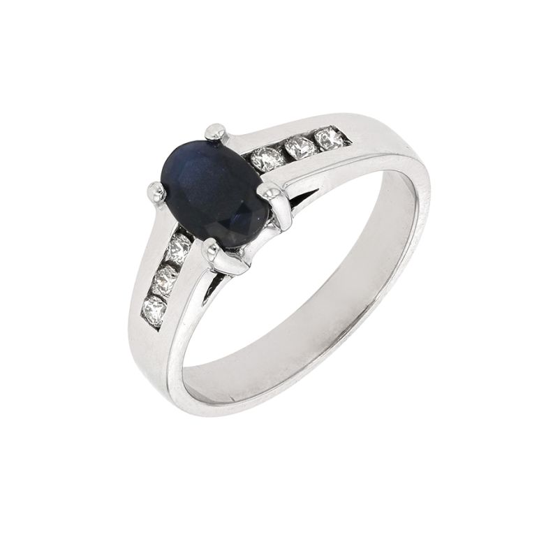 Bague or gris saphir et diamant(s)