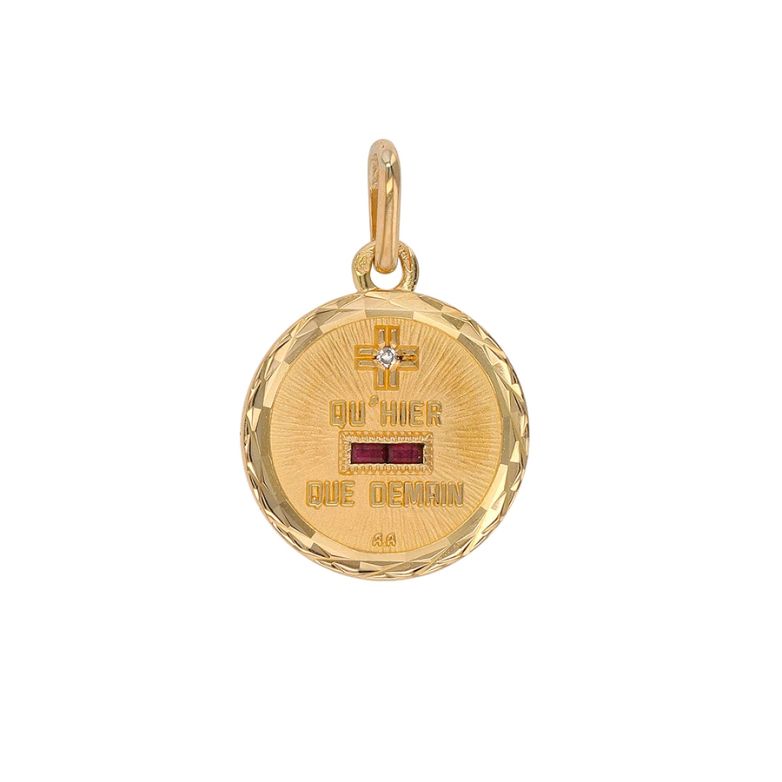 médaille or jaune rubis et diamant(s)
