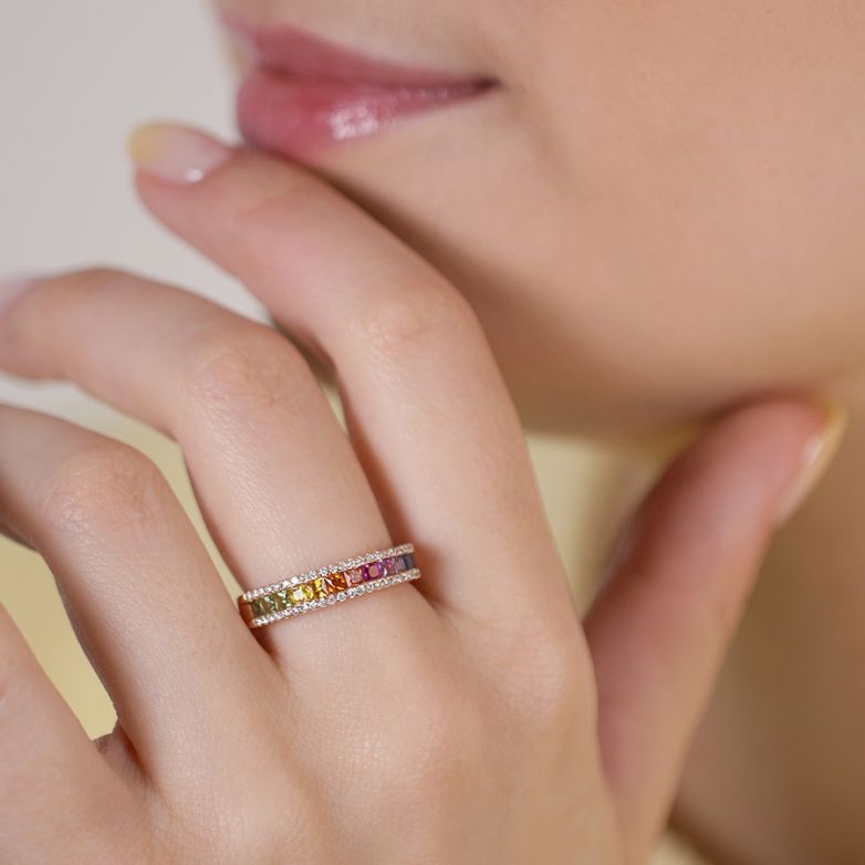 Bague or rosesaphir et diamant(s) 