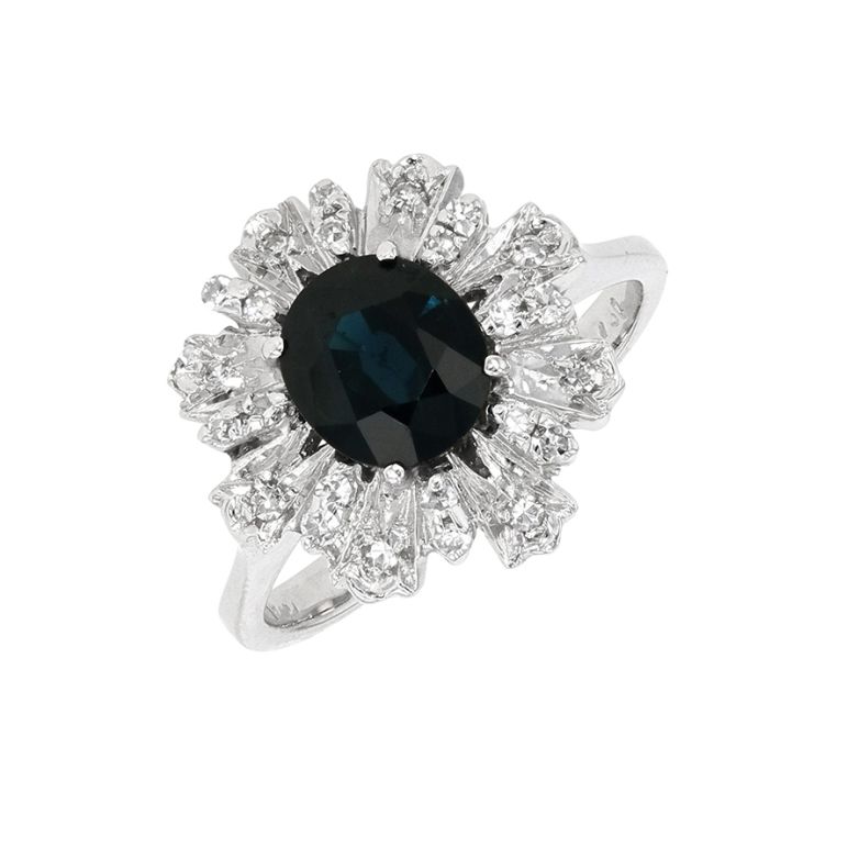 Bague or gris saphir et diamant(s)