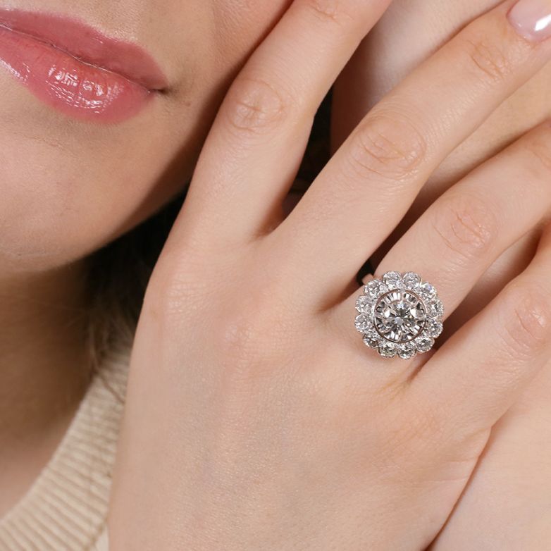 Bague or gris diamant (s) Vintage 
