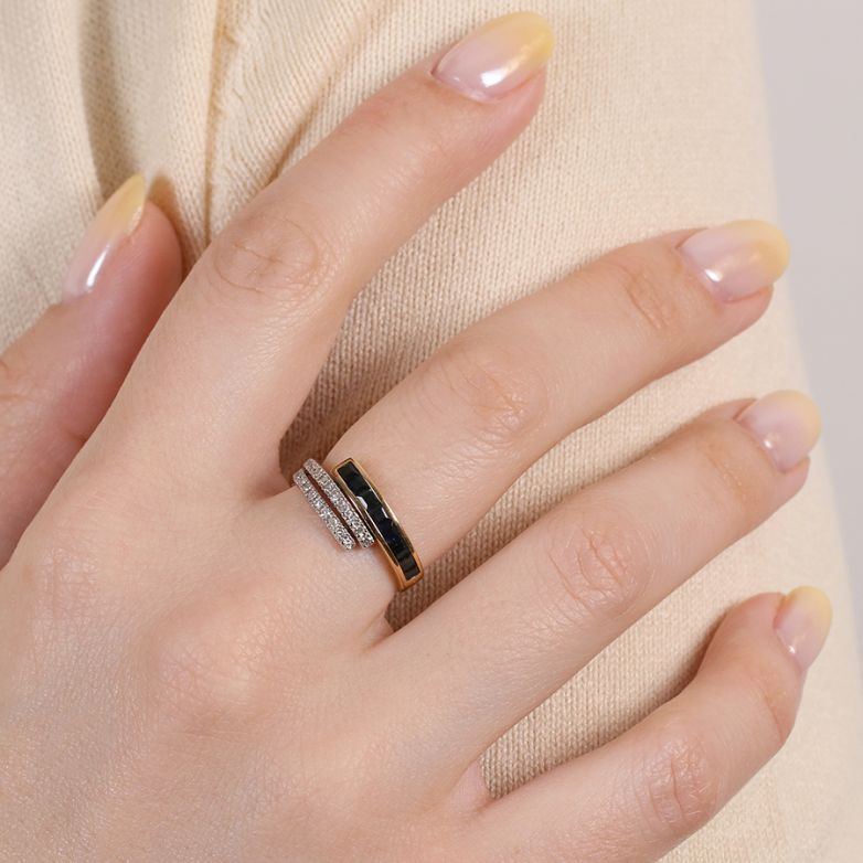 Bague or bicolore saphir et diamant(s) 