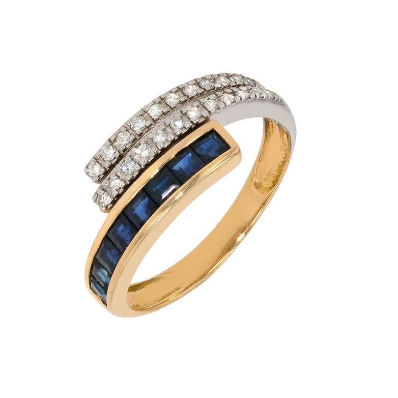 Bague or bicolore saphir et diamant(s)