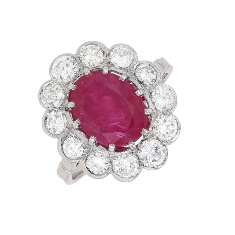 Bague or gris rubis et diamant(s)