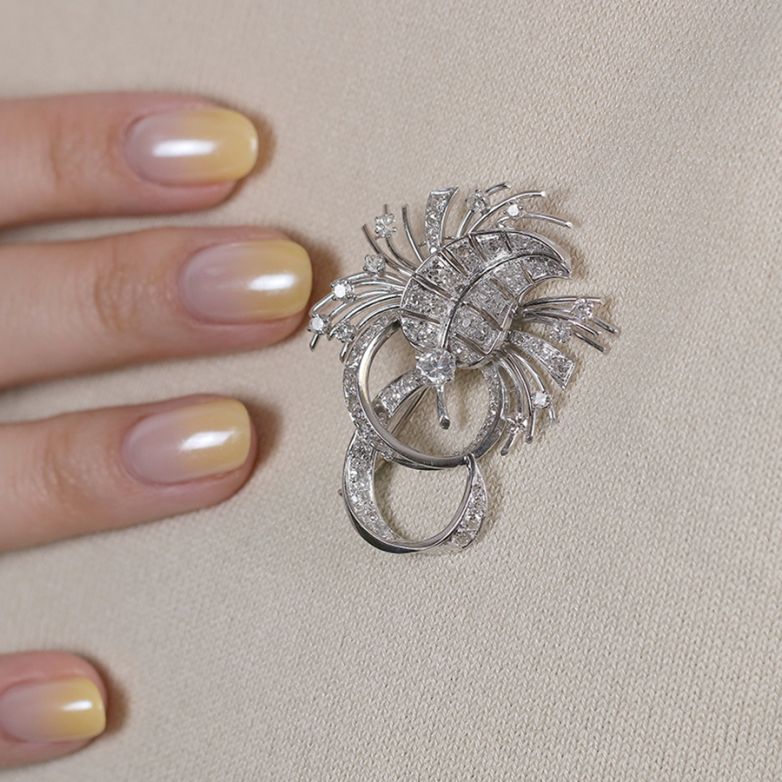 Broche or gris diamant (s) Vintage 